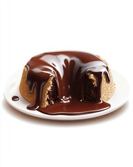 A sumptuous chocolate cake with rich, flowing ganache, beautifully plated, tempting dessert for any occasion.