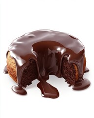 A tempting dessert featuring rich chocolate ganache draped over a moist chocolate and vanilla cake.