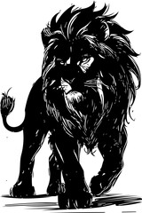 black and white cartoon lion vector