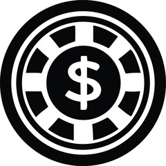 Casino chip dollar symbol graphic icon design for gambling and finance concepts