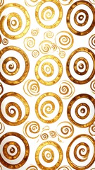 Fototapeta premium Gold swirling circles on white background