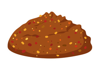 A pile of brown speckled material with a jagged top edge resembling a rough terrain or a heap of spices