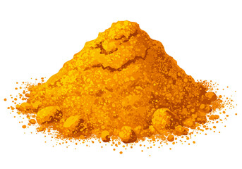 A pile of goldenyellow powder with a grainy texture spread across a white surface