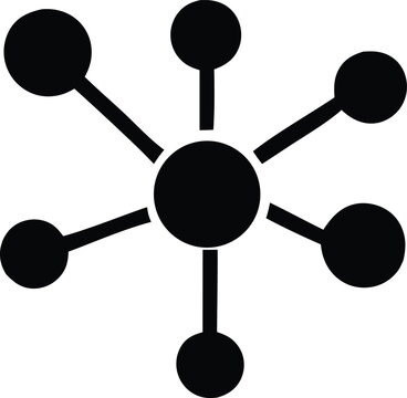 Abstract network connection symbol representing hub and spoke structure modern digital technology communication flow