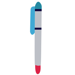 Blue pen with gray body, classic writing tool illustration perfect for school or office use.

