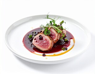 Gourmet Duck Breast with Berry Sauce and Microgreens