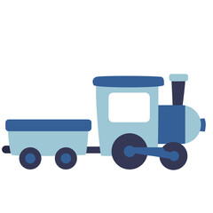 Blue train with black wheels, classic transportation illustration ideal for kids or railway themes.