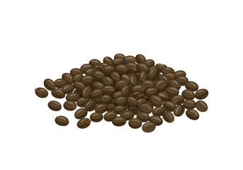 Pile of dark brown glossy ovalshaped seeds