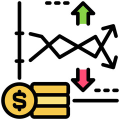 market volatility icon isolated on white background. vector illustration icon for market fluctuation