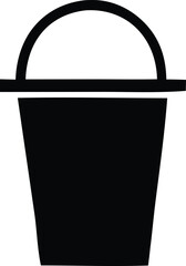 Simple black silhouette icon of a bucket a versatile graphic for various applications and designs