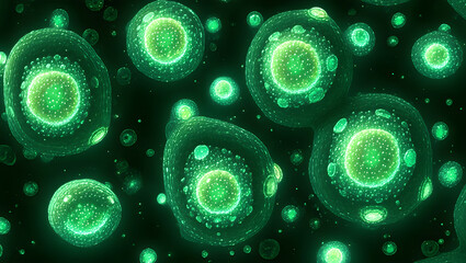 Glowing Green Cells in Monoculture