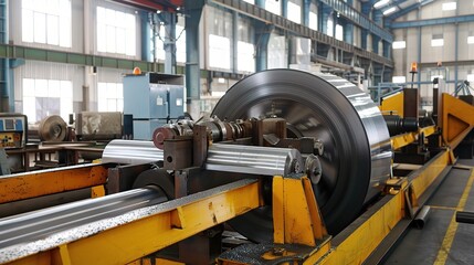 Plate rolling machine with a heavy-duty metallic gray frame and three rotating rollers, used in a metalworking workshop to bend steel, aluminum, or iron plates into curved shapes like cylinders