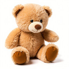 Obraz premium isolated teddy bear, brown plush toy, soft fabric detail, stock photo