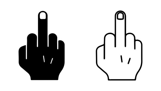 Offensive hand gesture middle finger rude sign vulgar expression disrespectful gesture hand signal.