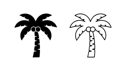 Obraz premium Palm Tree Icons Silhouette and Outline of Tropical Tree.