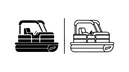 Pontoon Boat Vector Icon Set in Glyph and Outline Styles.