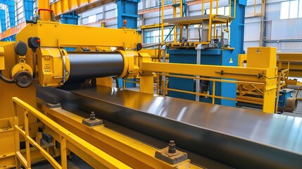 Plate rolling machine with a heavy-duty metallic gray frame and three rotating rollers, used in a metalworking workshop to bend steel, aluminum, or iron plates into curved shapes like cylinders