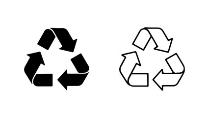 Obraz premium Recycle symbol variations black and white arrows.