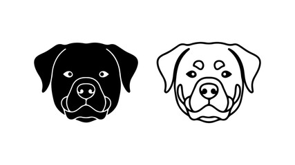 Rottweiler dog head silhouette and outline illustration 1.