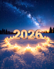 New Year 2026 Celebration with Candles.