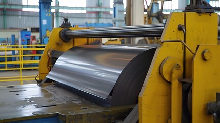 Plate rolling machine with a heavy-duty metallic gray frame and three rotating rollers, used in a metalworking workshop to bend steel, aluminum, or iron plates into curved shapes like cylinders