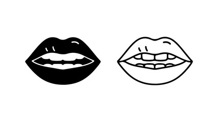 Set of two graphic lip icons isolated on white.