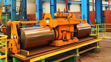 Plate rolling machine with a heavy-duty metallic gray frame and three rotating rollers, used in a metalworking workshop to bend steel, aluminum, or iron plates into curved shapes like cylinders