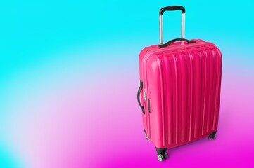 One new suitcase on color background