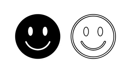 Simple black and white smiley face icon set.