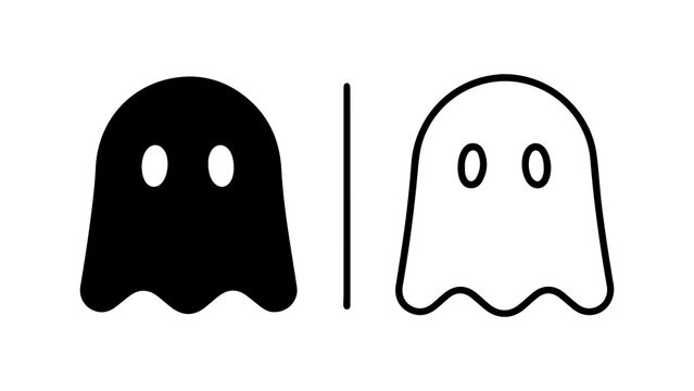 Simple ghost icon set in solid and outline style.