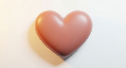Fototapeta premium Pink 3D Icon of a Heart Shape Isolated on a White Background with a Soft Shadow