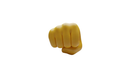 Stylized 3D Render of a Fist, Power, Strength, Gesture, Yellow, Minimalist Background, Graphic Design Element, Concept Art