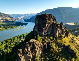 Rocky outcrop overlooking a river valley