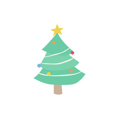 Festive Holiday Cheer A Simple, Illustrated Christmas Tree on a Clean White Background
