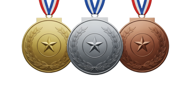 Three Awards Medals, Gold, Silver, Bronze, Winners Trophy, Champion, Competition, Achievement, Success, Victory, First, Second, Third Place, Prize, Reward, Celebration, Excellence, Prestige, Reco