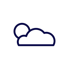 Simple line icon of a sun peeking from behind a cloud, a weather forecast symbol