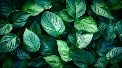 Green abstract texture with white frame, natural 
leaf background, Generative ai