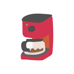 Vector illustration of a red drip coffee maker for a morning routine