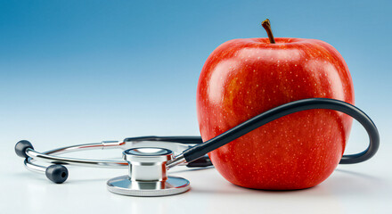 Stethoscope on Fresh Apple for Preventive Healthcare