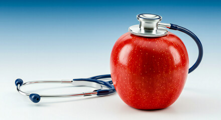 Stethoscope on Fresh Apple for Preventive Healthcare