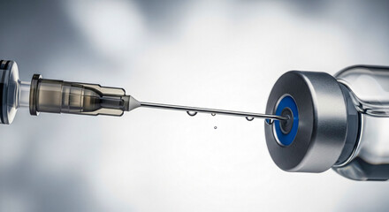 Syringe Extracting Liquid from Vaccine Vial 