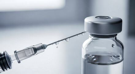 Syringe Extracting Liquid from Vaccine Vial 