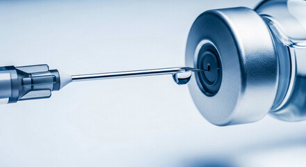 Syringe Extracting Liquid from Vaccine Vial 