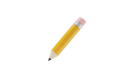 Yellow Pencil on White Background Stationery, Education, Writing, Drawing, 8K Resolution