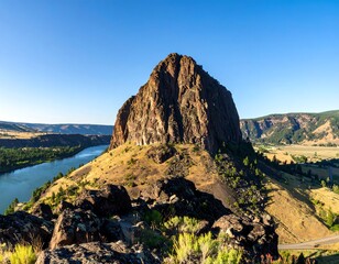 Rocky peak overlooking a river valley