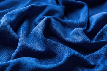 Close-up of deep blue fabric draped in soft folds