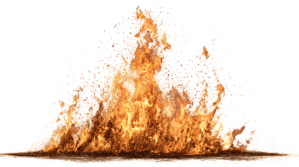 Small campfire flame cluster, isolated on a white background