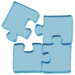 3D Blue Glass Jigsaw Puzzle Icon