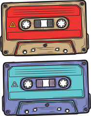 Vintage Cassette Tape Illustrations