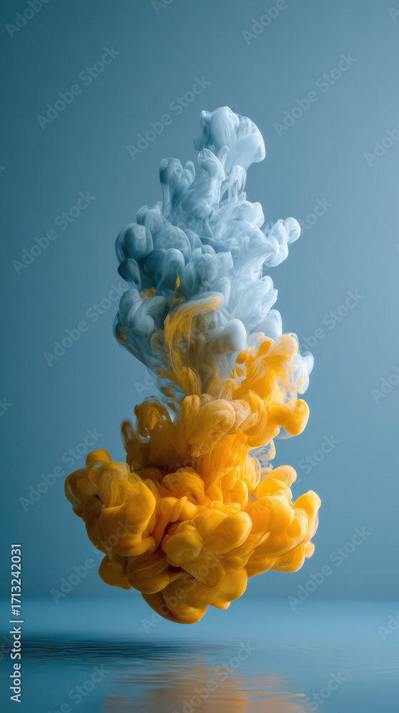 Poster liquid color symphony: dynamic blend of swirling color and artful forms, captured in a breathtaking 
